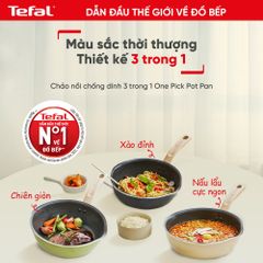 Chảo nồi có nắp đa năng 3 trong 1 Tefal - 24cm, đen/xanh/vanila