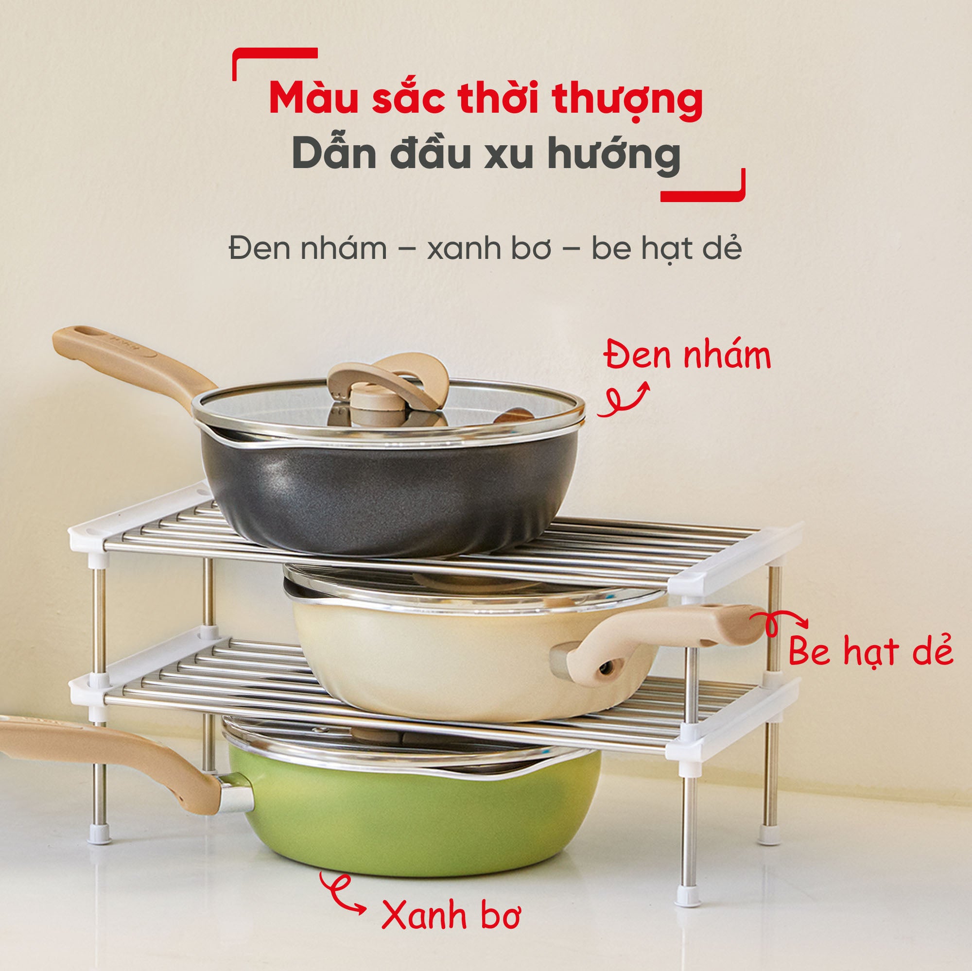 Chảo nồi có nắp đa năng 3 trong 1 Tefal - 22cm, xanh/đen/vàng/vanila – ảnh 2