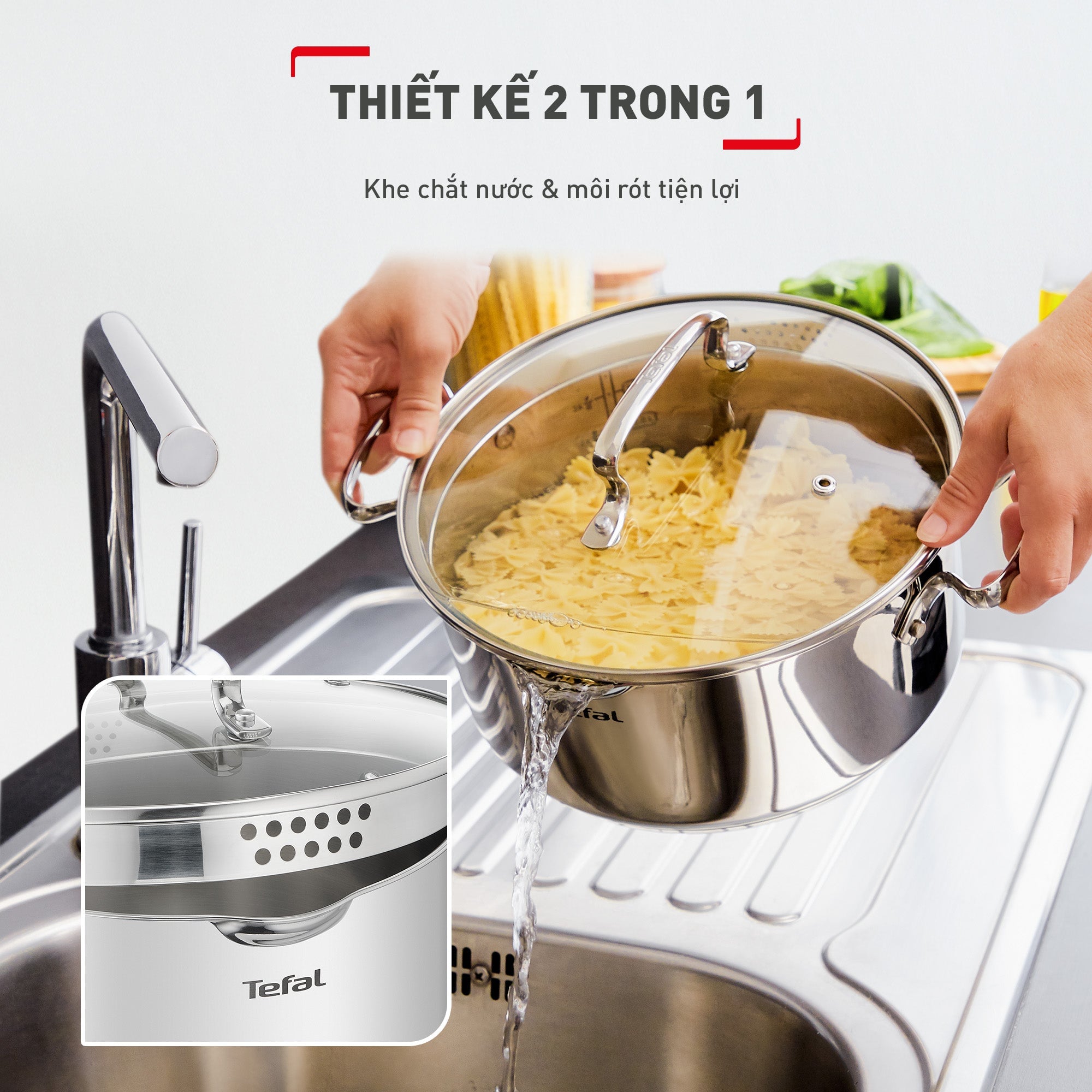 Bộ 5 nồi Inox cao cấp Tefal Duetto Plus, quánh 16cm/nồi 18cm/nồi 20/nồi 22cm/nồi 24cm – ảnh 4