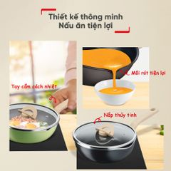 Chảo nồi có nắp đa năng 3 trong 1 Tefal - 22cm, xanh/đen/vàng/vanila ảnh 4