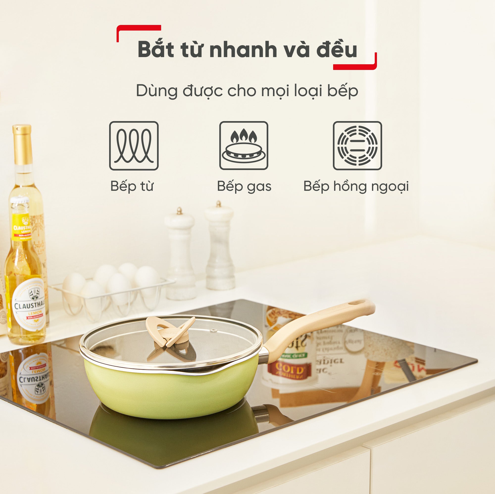 Chảo nồi có nắp đa năng 3 trong 1 Tefal - 24cm, đen/xanh/vanila – ảnh 5