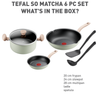 Bộ chảo 20cm, chảo sâu 28cm, nồi 24, xẻng, vá Tefal G179S695