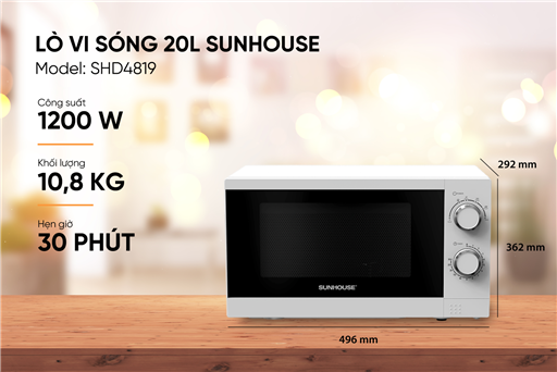 Lò vi sóng 20L Sunhouse SHD4819 – ảnh 8