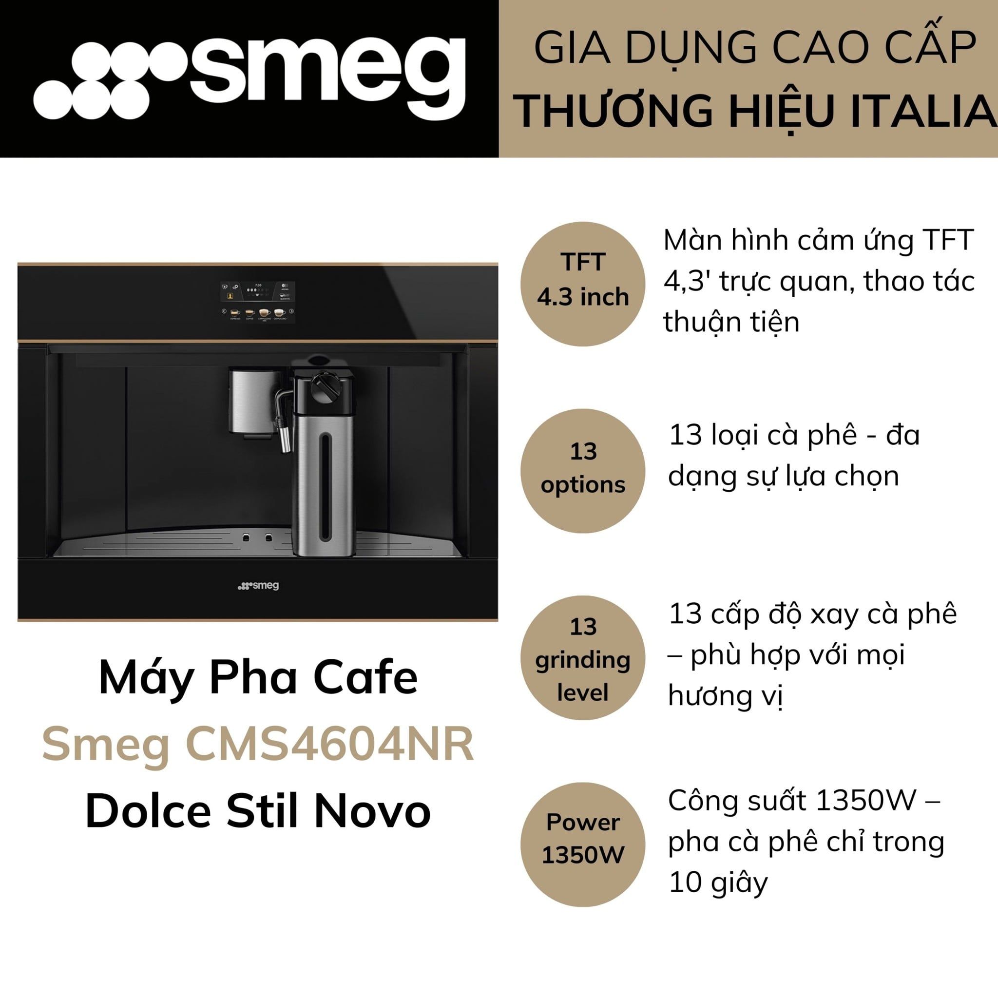 Máy Pha Cafe Smeg CMS4604NR Dolce Stil Novo
