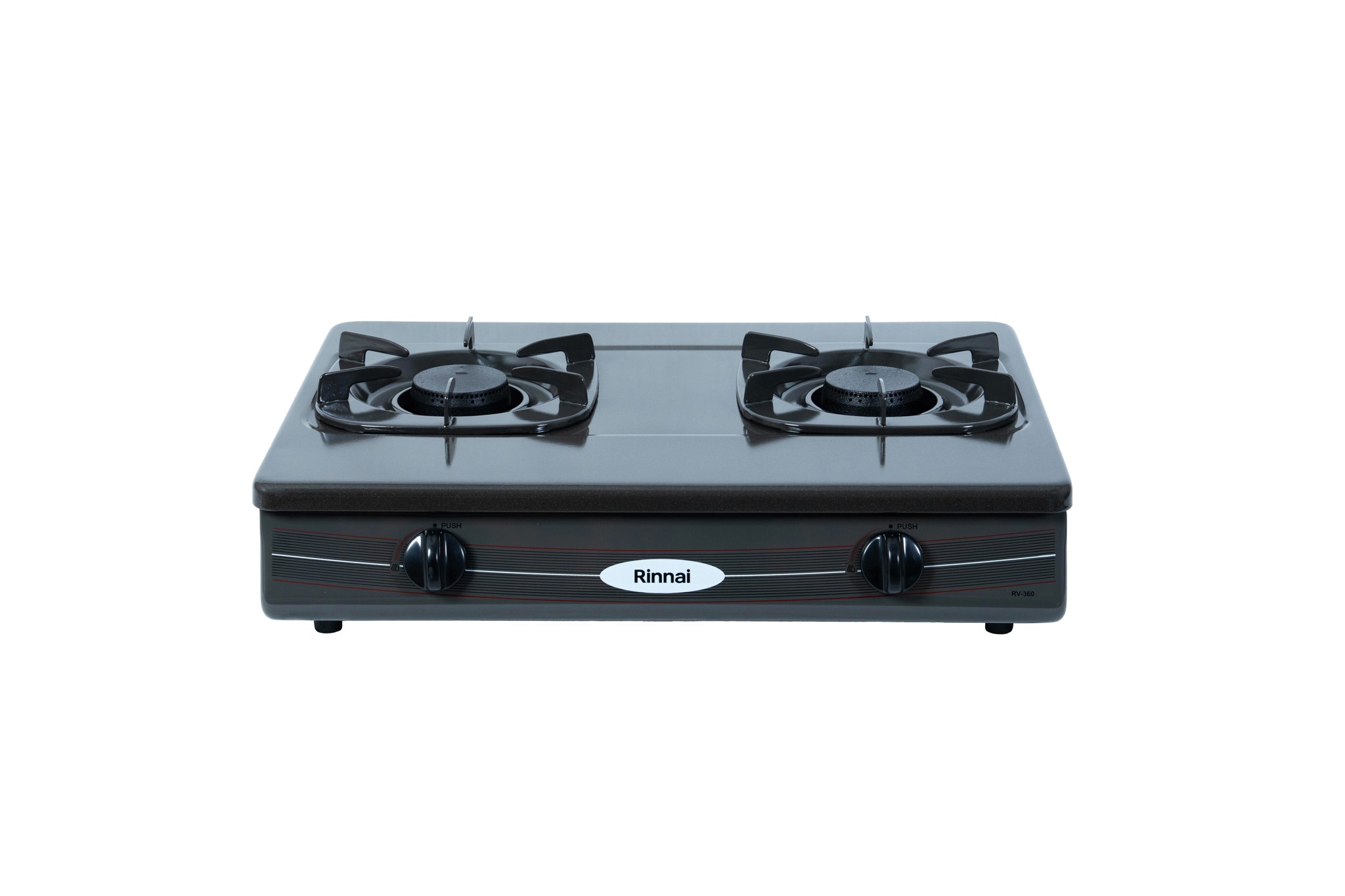 Bếp gas dương Rinnai RV-360(GM)N 590mm 2 lò nấu, mặt thép phủ men