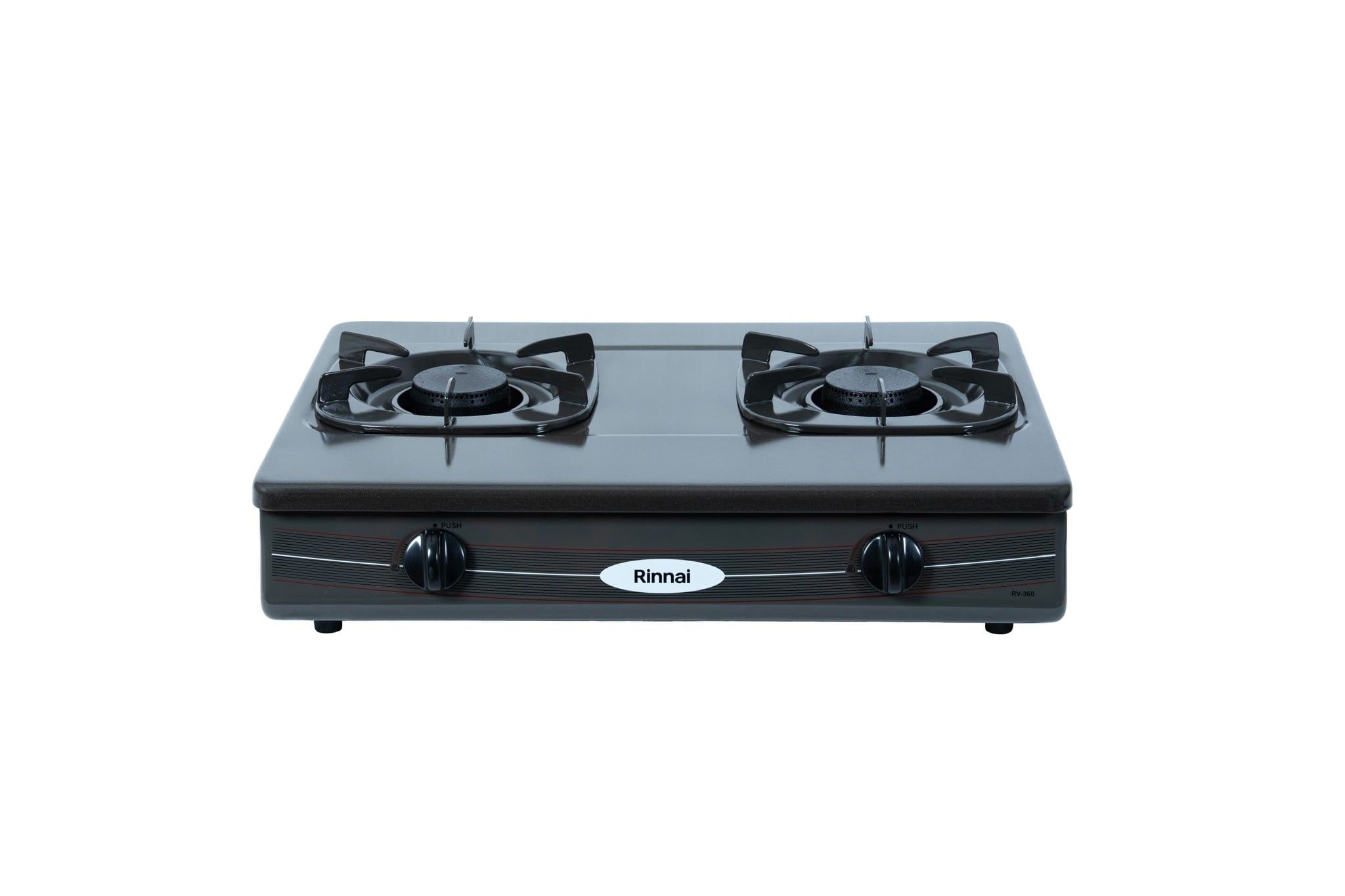 Bếp gas dương Rinnai RV-360(GM)N 590mm 2 lò nấu, mặt thép phủ men
