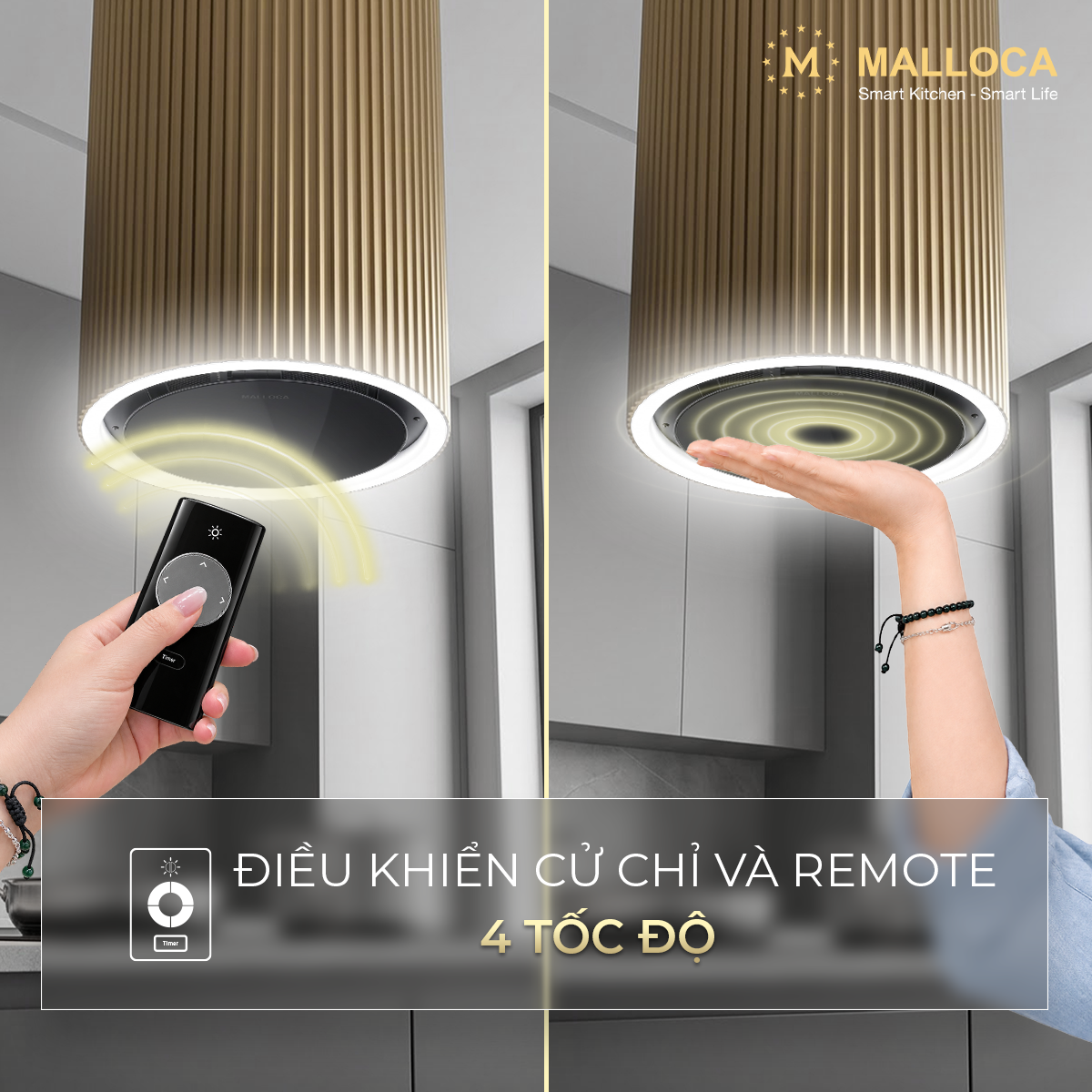 Máy hút mùi đảo 38cm Malloca Monogold K382G – ảnh 6