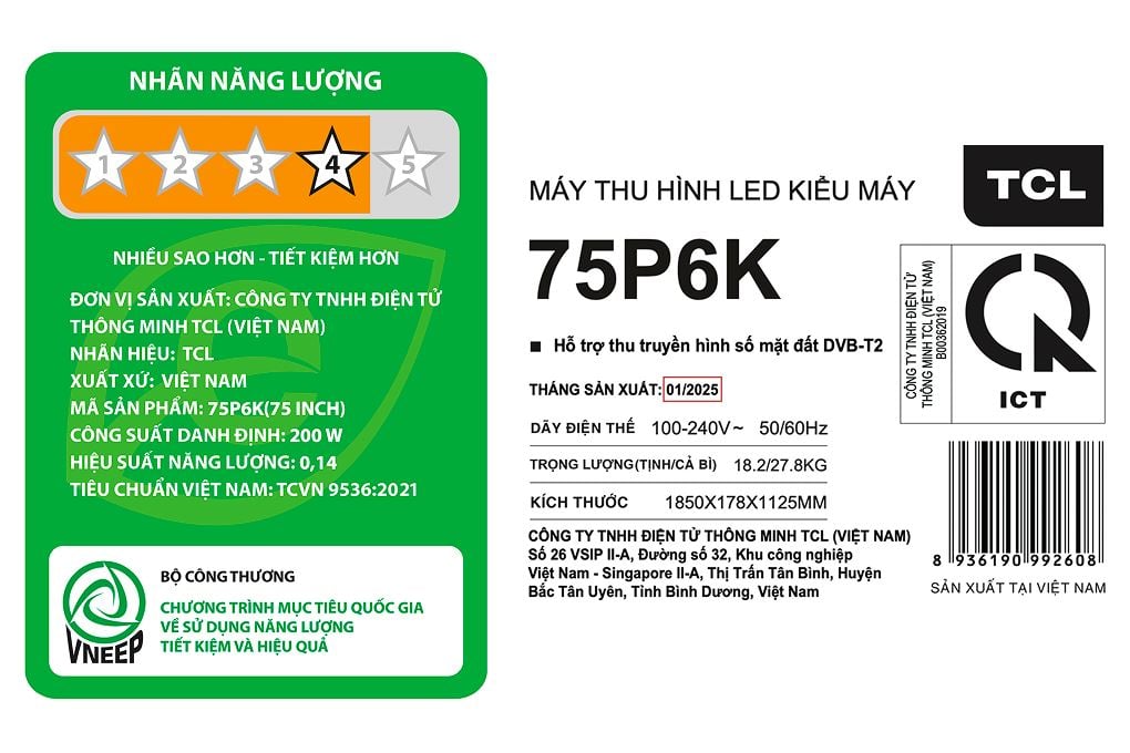 Tivi TCL 75P6K - chi tiết Tivi TCL 75P6K - chi tiết