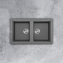Chậu Rửa Chén Đá Granite 2 hố kích thước 86cm Malloca GREY K45099