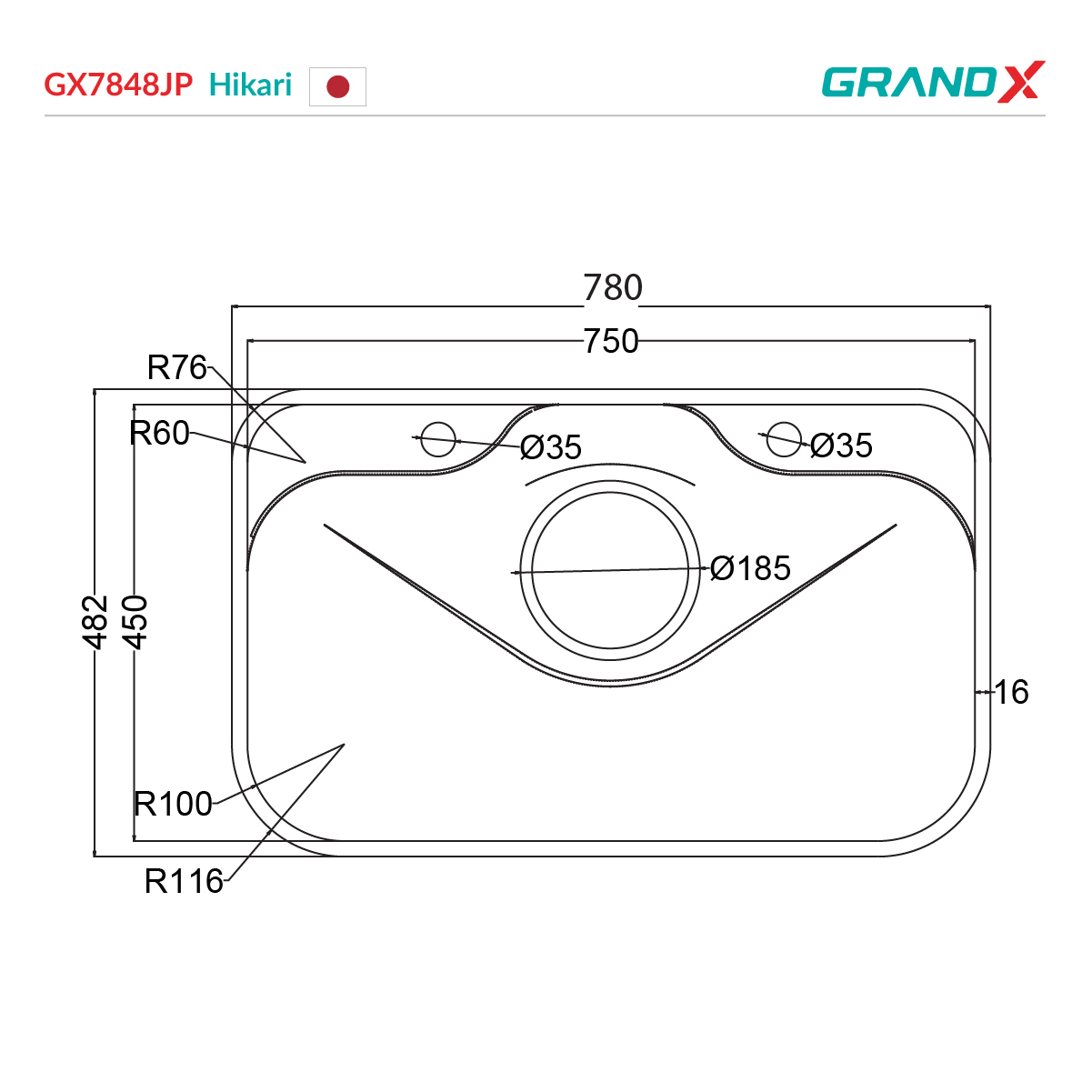 Chậu rửa bát GX7848JP Hikari – ảnh 2