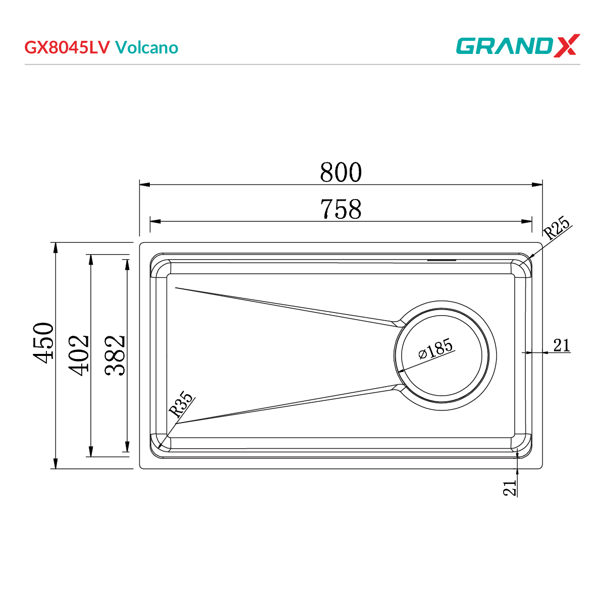 Chậu rửa bát GX8045LV Volcano – ảnh 2