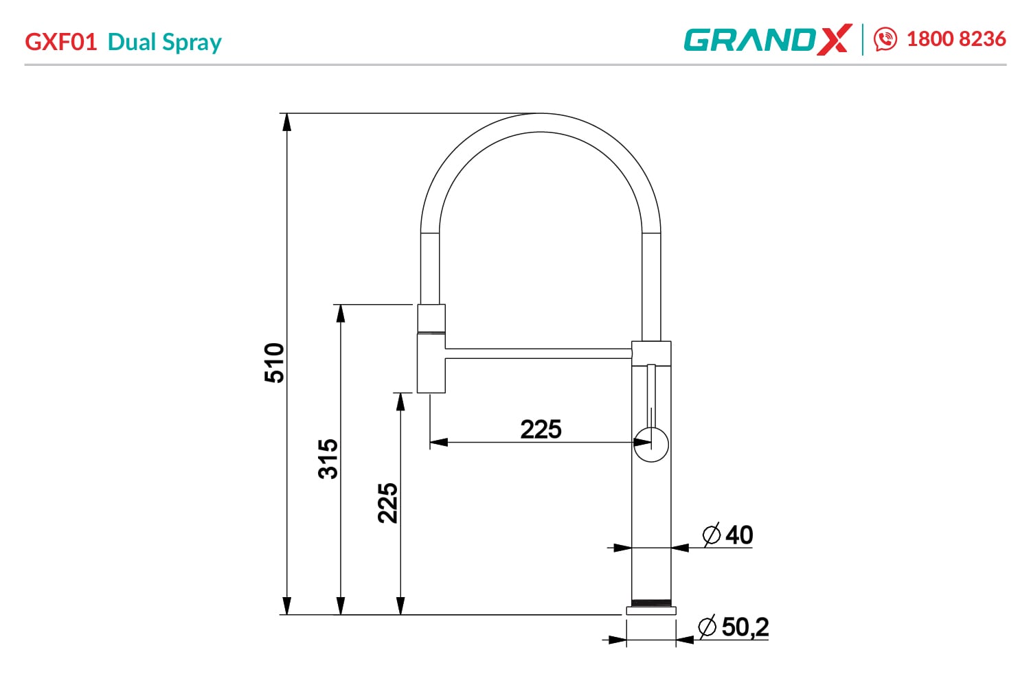 Vòi rửa bát dây rút GXF01 Dual Spray – ảnh 8