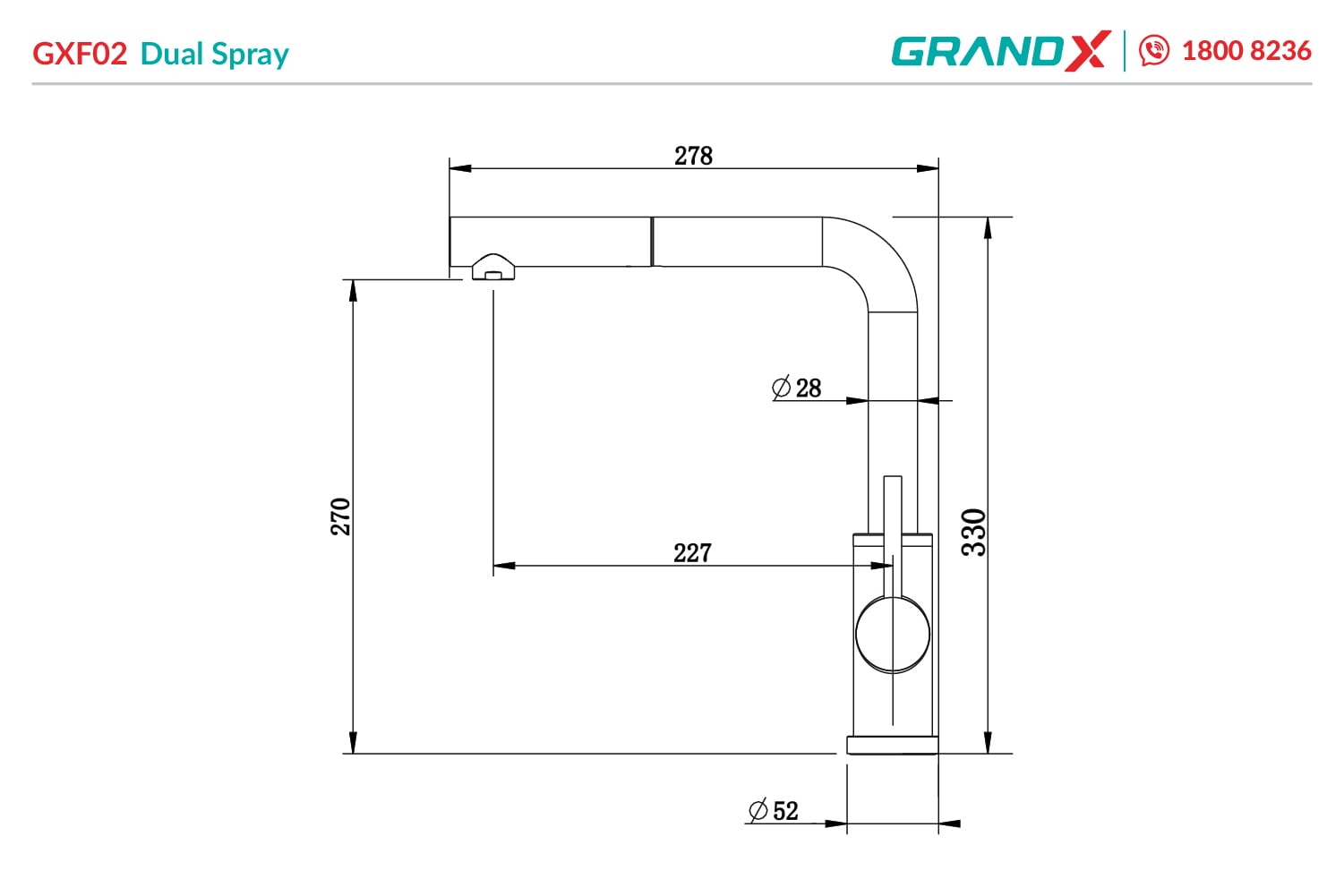 Vòi rửa bát dây rút GXF02 Dual Spray – ảnh 6