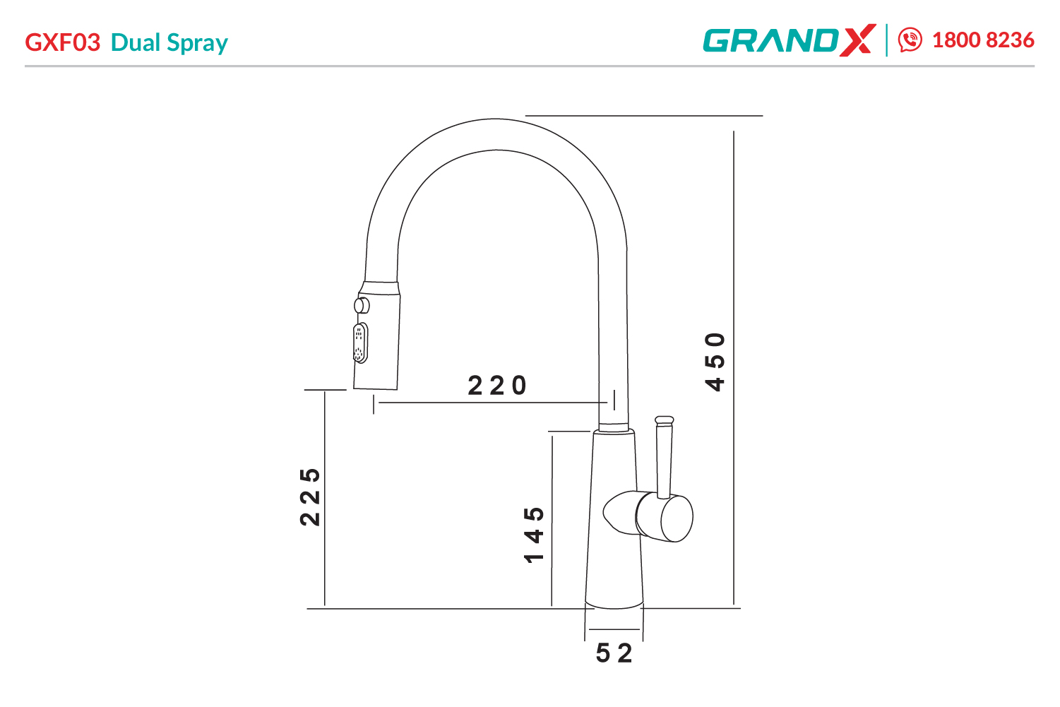 Vòi rửa bát dây rút GXF03 Dual Spray – ảnh 8