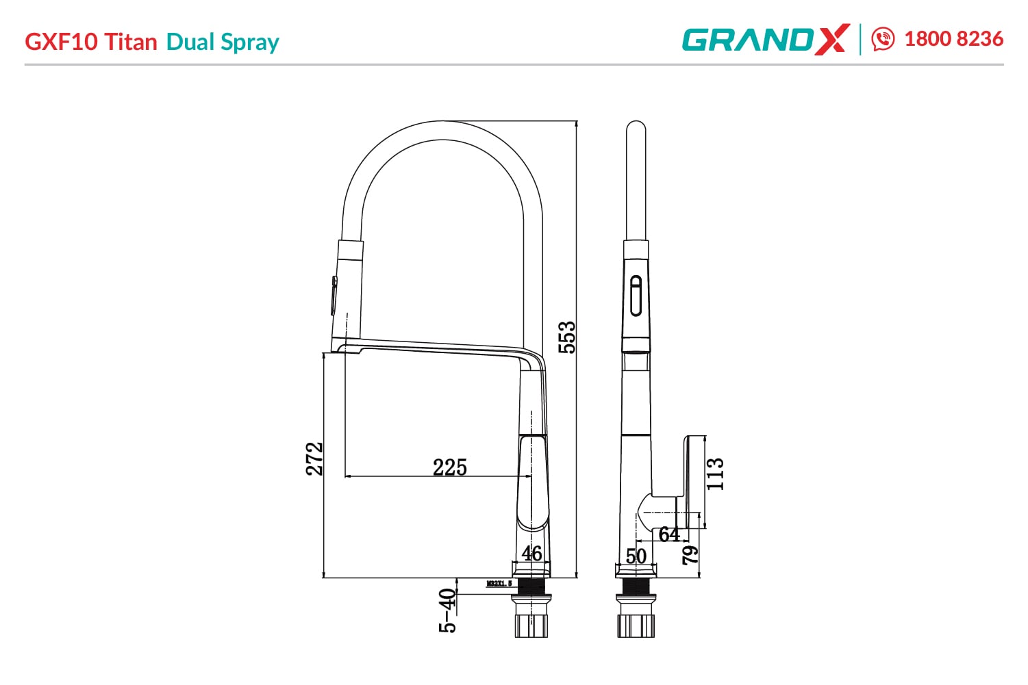 Vòi rửa bát GXF10 Titan Dual Spray – ảnh 2