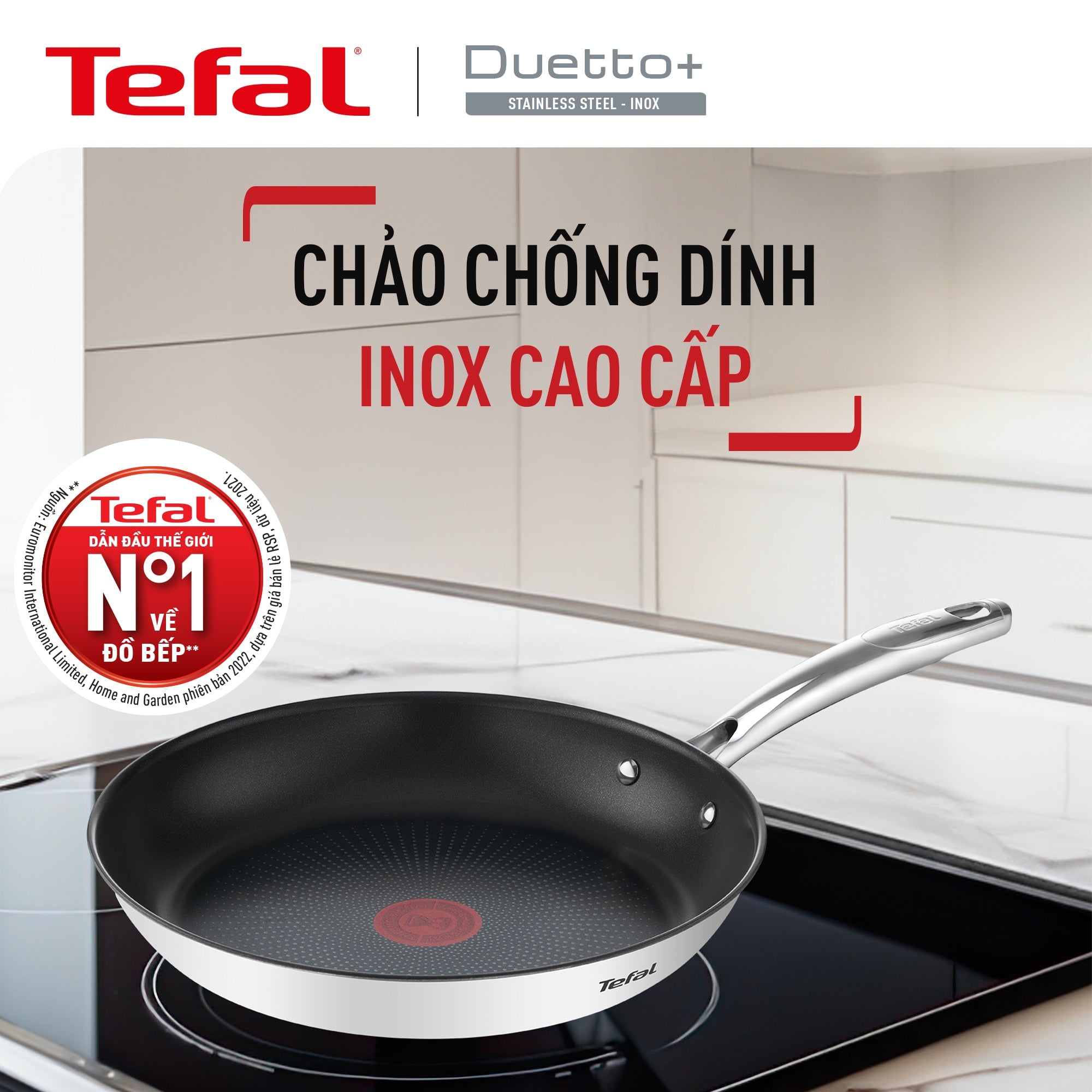 Chảo chiên Inox cao cấp Tefal Duetto Plus 24cm/26cm/28cm