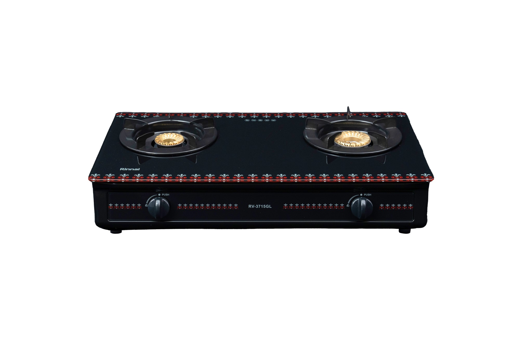 Bếp gas dương Rinnai RV-3715GL(FB) 709mm 2 lò nấu, mặt kính cường lực