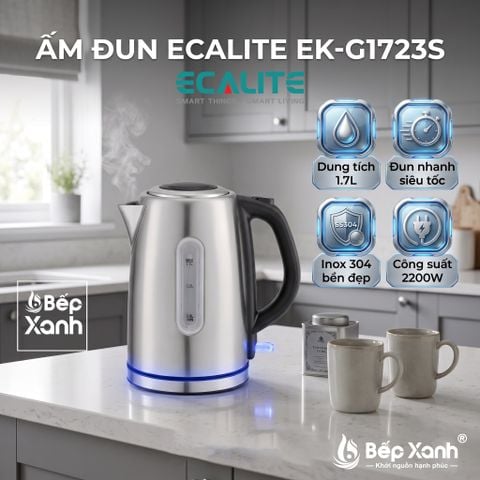 Ấm đun siêu tốc cao cấp Ecalite EK-G1723S (1.7L), thiết kế đẹp