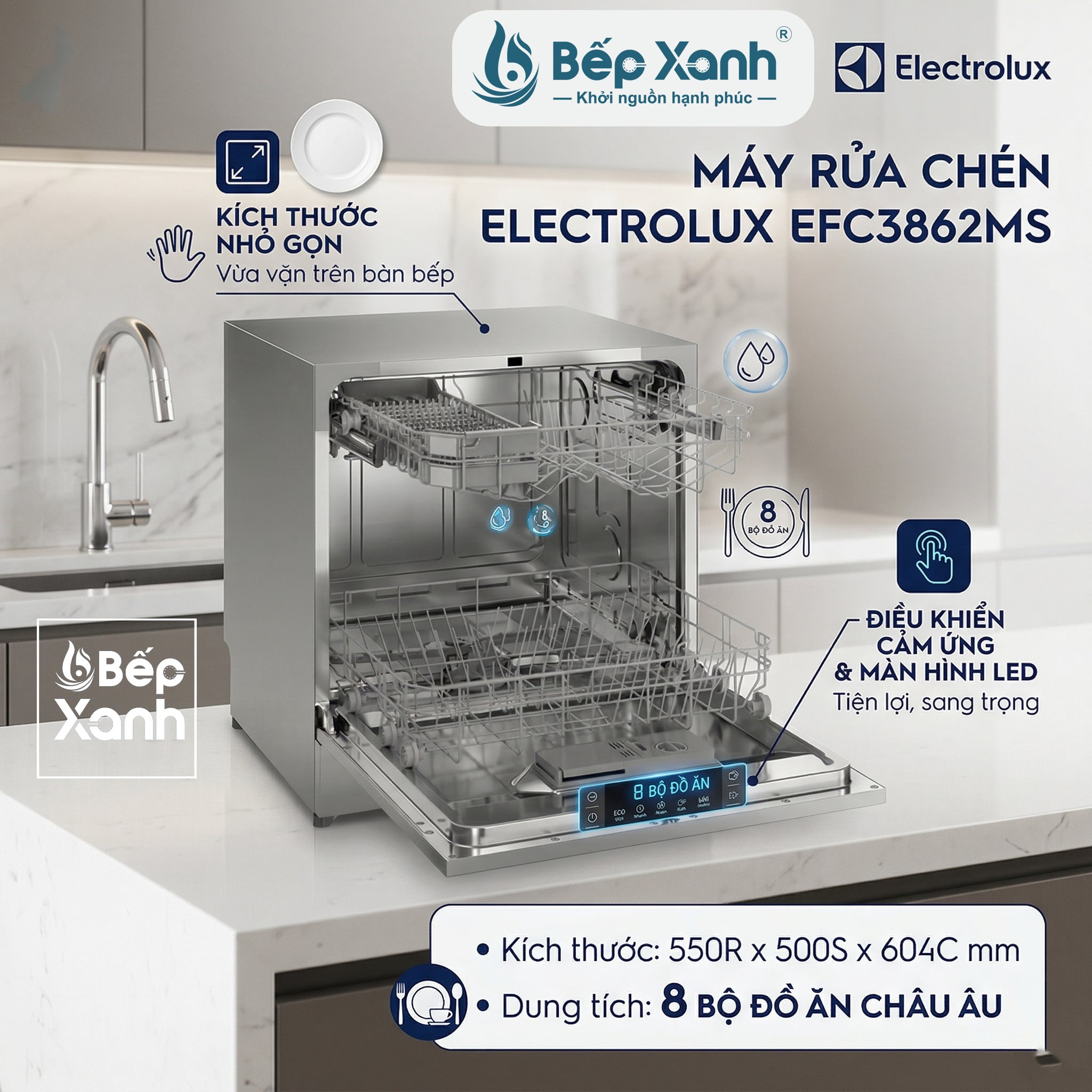 EFC3862MS | Máy Rửa Chén Electrolux 8 Bộ (Màu Bạc) - Công Nghệ AirDry – ảnh 7