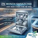  SMS6ZCI16E | Máy rửa chén độc lập Bosch Series 6, sấy Zeolith 