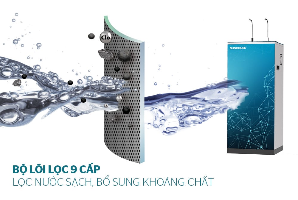 Máy lọc nước r.o nóng lạnh 9 lõi Sunhouse SHA76211CK – ảnh 8