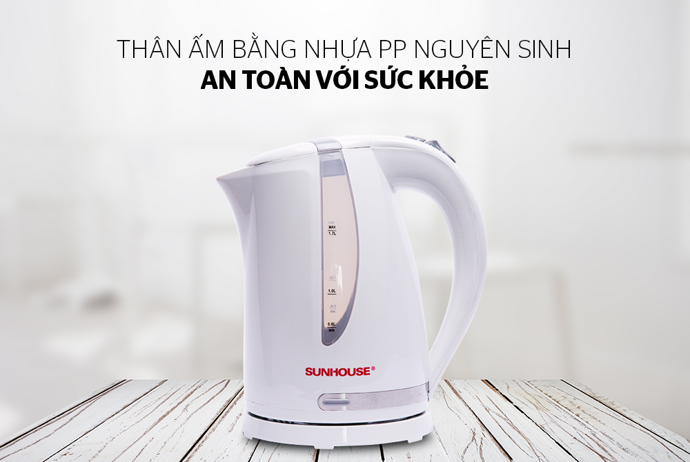 Ấm siêu tốc nhựa Sunhouse SHD1300 trắng – ảnh 8
