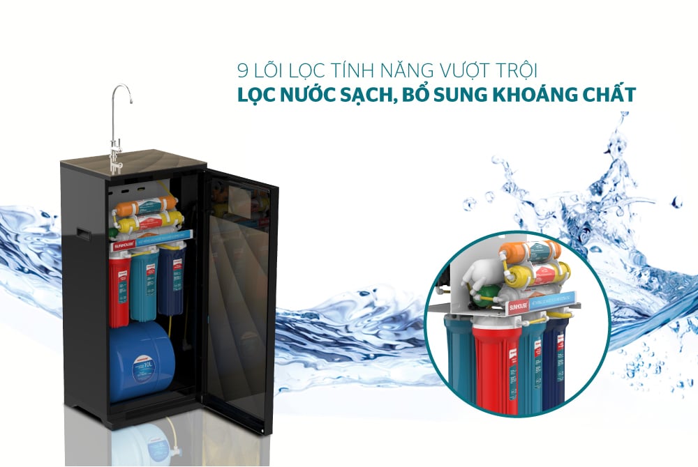 Máy lọc nước r.o 9 lõi Sunhouse SHA8817KP – ảnh 7