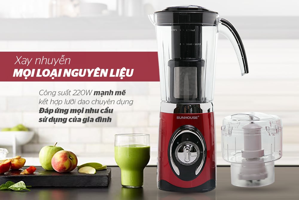 Máy xay sinh tố đa năng Sunhouse SHD5323R đỏ – ảnh 6