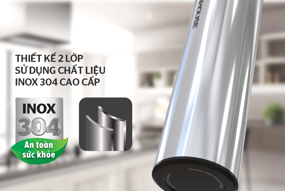 Bình giữ nhiệt inox 304 Sunhouse 450ML KS-TU450I – ảnh 3