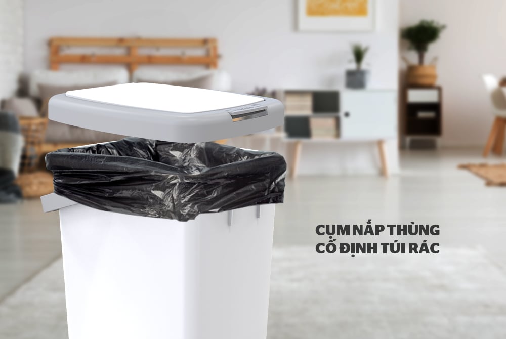 Thùng rác chữ nhật nắp bấm Sunhouse KS-TR12LP – ảnh 7