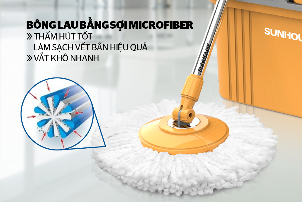 Bông lau nhà microfiber xoay 360 độ Sunhouse KS-CO330M – ảnh 6