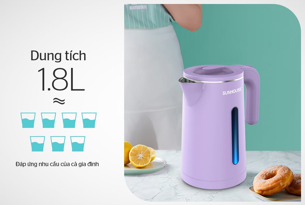 Ấm siêu tốc inox 2 lớp 1.8L Sunhouse SHD1368KB – ảnh 8