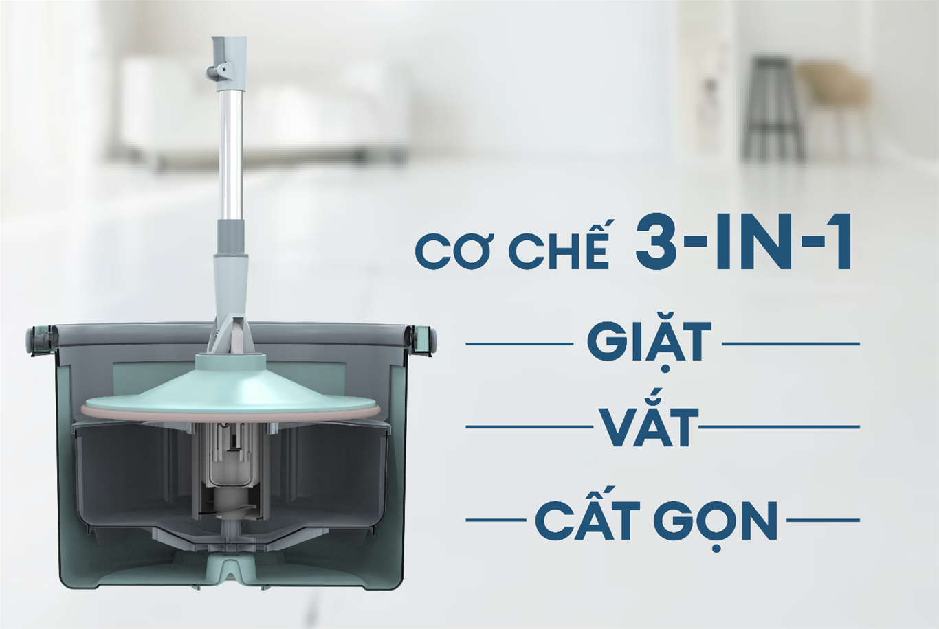 Bộ lau nhà xoay 360 độ thông minh Sunhouse KS-CL235PB – ảnh 5