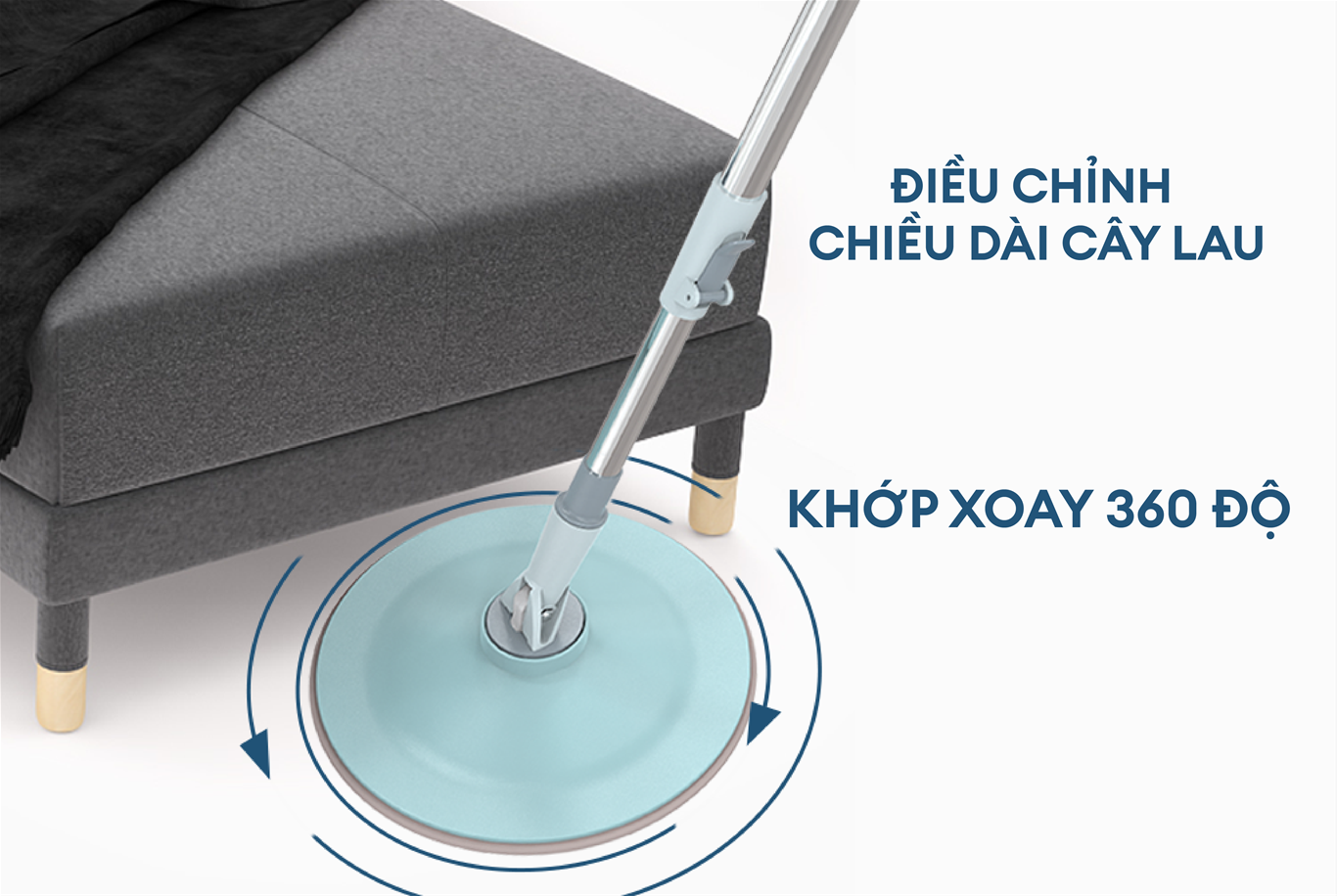 Bộ lau nhà xoay 360 độ thông minh Sunhouse KS-CL235PB – ảnh 7