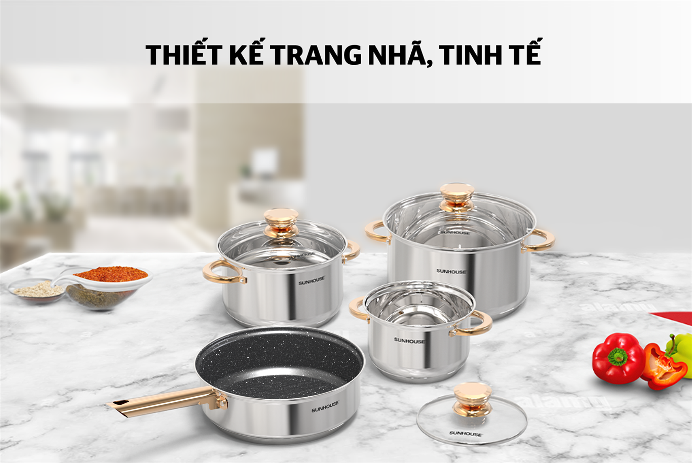 Bộ nồi chảo inox 5 đáy Sunhouse SHG789 – ảnh 8