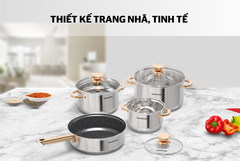 Bộ nồi chảo inox 5 đáy Sunhouse SHG789 ảnh 8