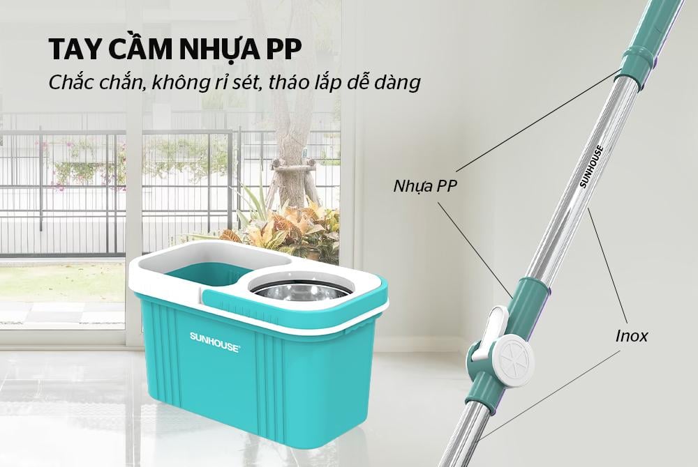 Bộ lau nhà xoay 360 độ Sunhouse KS-CL350IB – ảnh 6