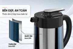 Ấm siêu tốc inox giữ nhiệt 2L happytime HTD1096 ảnh 7