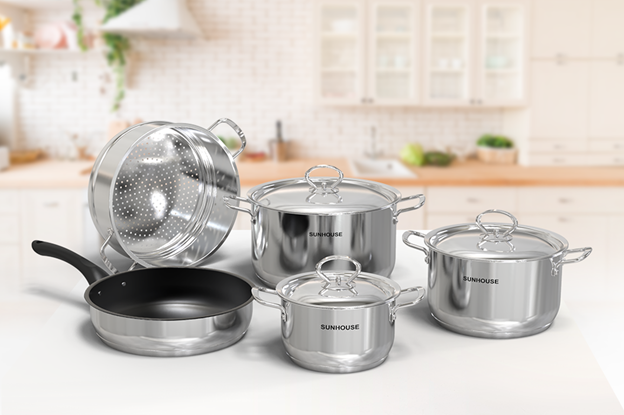 Bộ nồi chảo inox 5 đáy Sunhouse SHG998 – ảnh 7