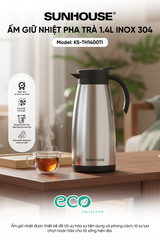 Ấm giữ nhiệt pha trà 1.4L inox 304 Sunhouse KS-TH1400TI ảnh 7