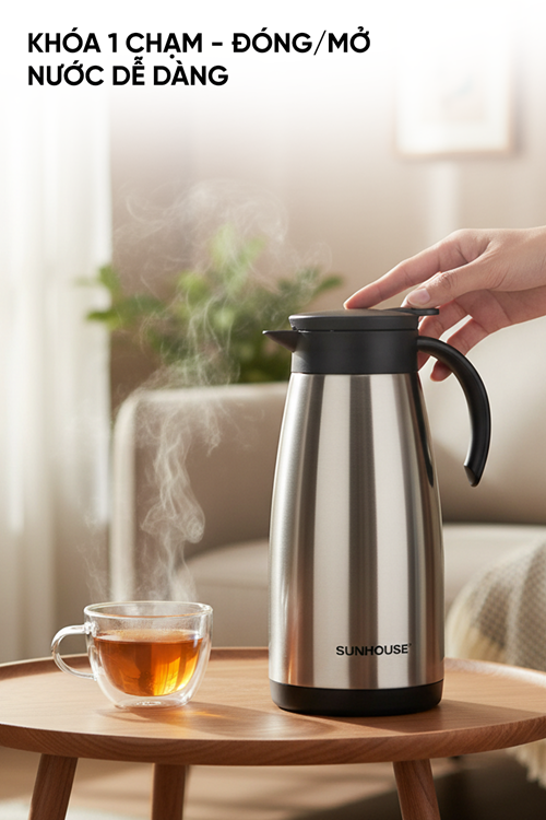 Ấm giữ nhiệt pha trà 1.4L inox 304 Sunhouse KS-TH1400TI – ảnh 8