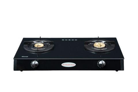 Bếp gas dương Rinnai RV-7Double Glass(B) 728mm 2 lò nấu, mặt kính cường lực
