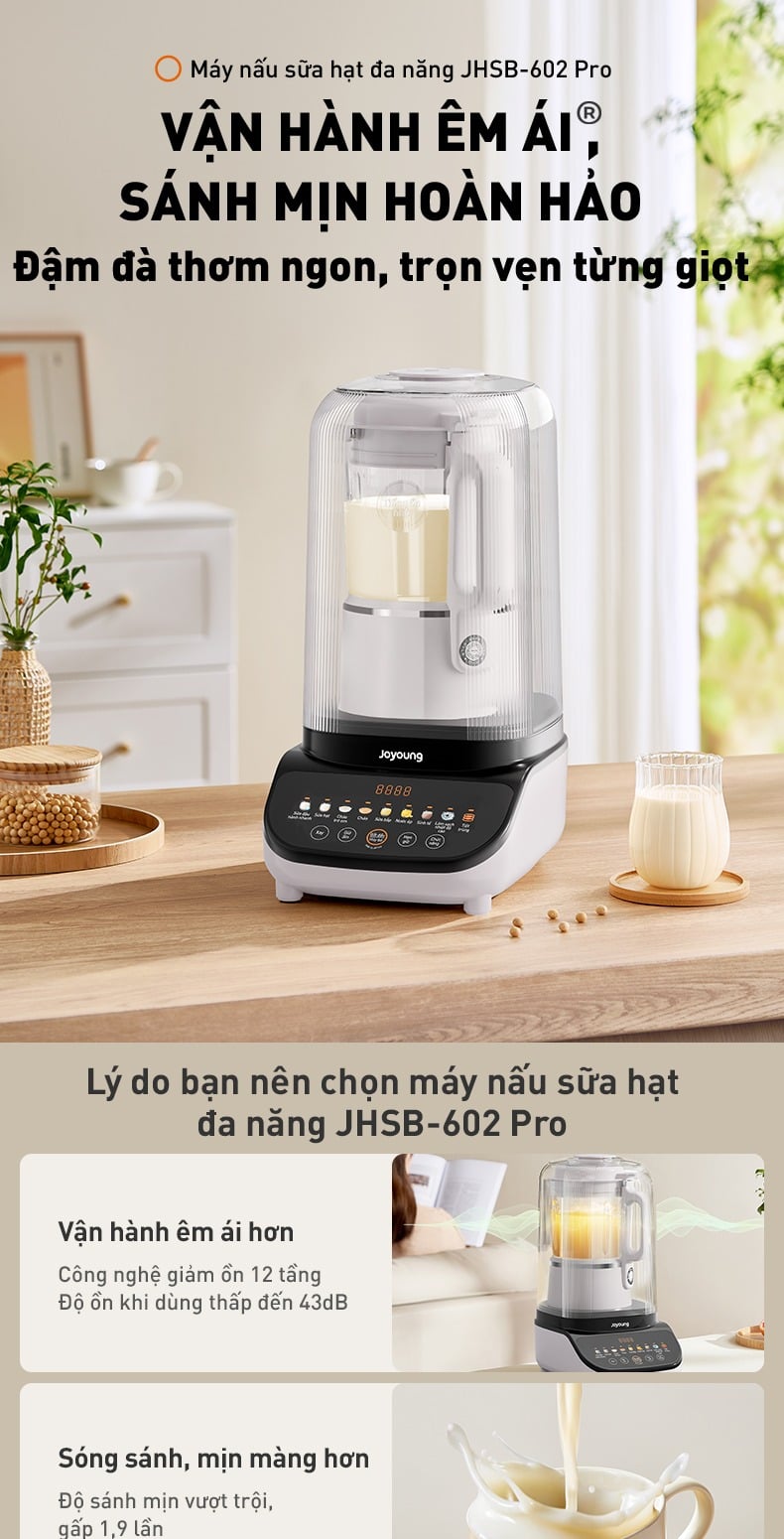 Máy nấu sữa hạt đa năng Joyoung JHSB-602 Pro – ảnh 7