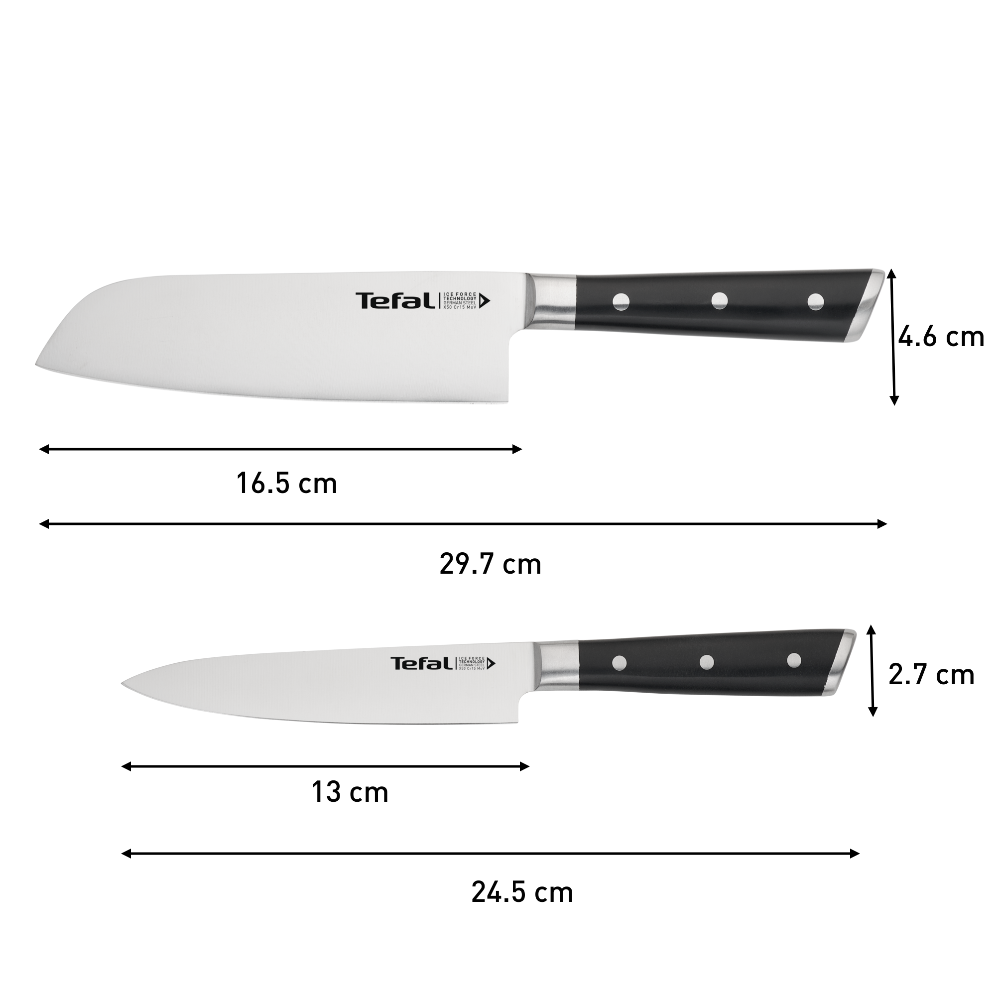 Bộ dao thép Đức 2 món liền khối Ice Force Tefal K232S224, 13cm/16.5cm – ảnh 3