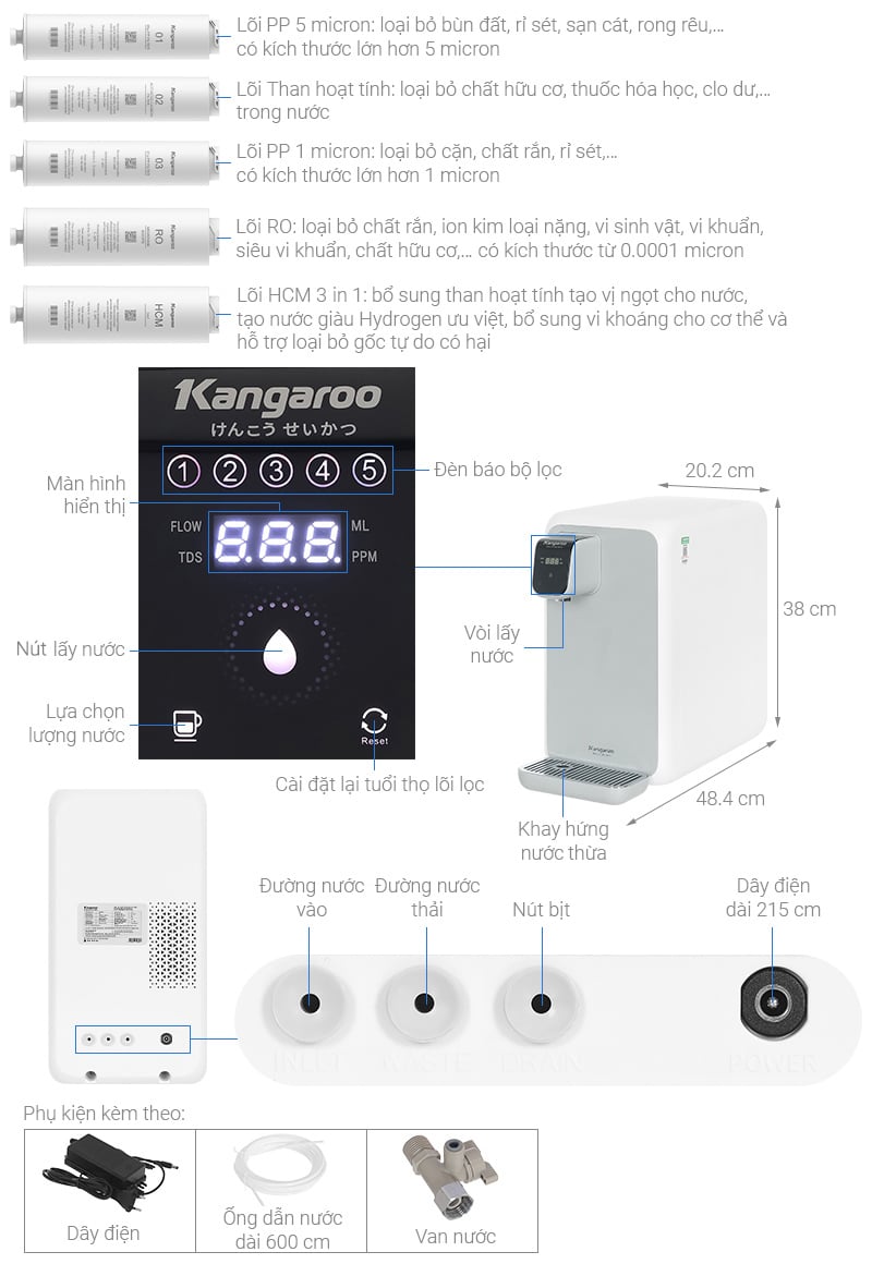 Máy lọc nước Kangaroo KG400HD - lõi lọc Máy lọc nước Kangaroo KG400HD - lõi lọc