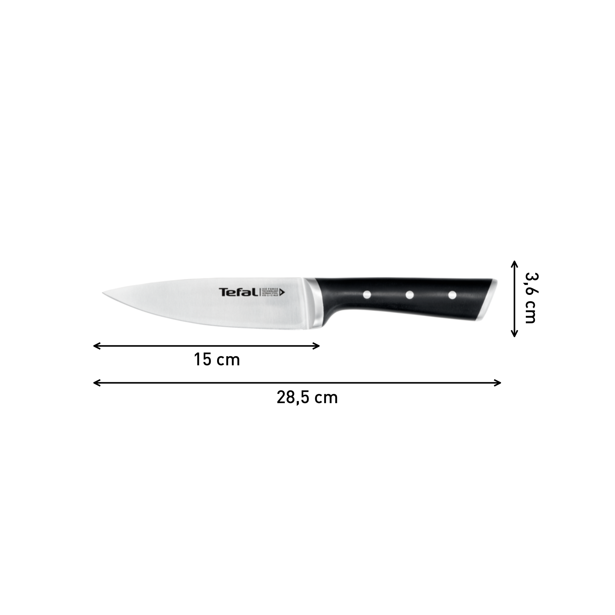 Dao đầu bếp thép Đức liền khối Ice Force Tefal K2320324, 15cm – ảnh 2