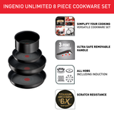  Bộ 4 nồi chảo cán rời Tefal Ingenio Unlimited L7639293, 18/22/28/28/, nắp kính 18/28, nắp nhựa 18 