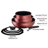  Bộ 3 nồi chảo cán rời kèm 3 nắp kính Tefal Ingenio Unlimited L7909093, 18cm/22cm/chảo 26cm 
