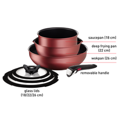 Bộ 3 nồi chảo cán rời kèm 3 nắp kính Tefal Ingenio Unlimited L7909093, 18cm/22cm/chảo 26cm ảnh 2