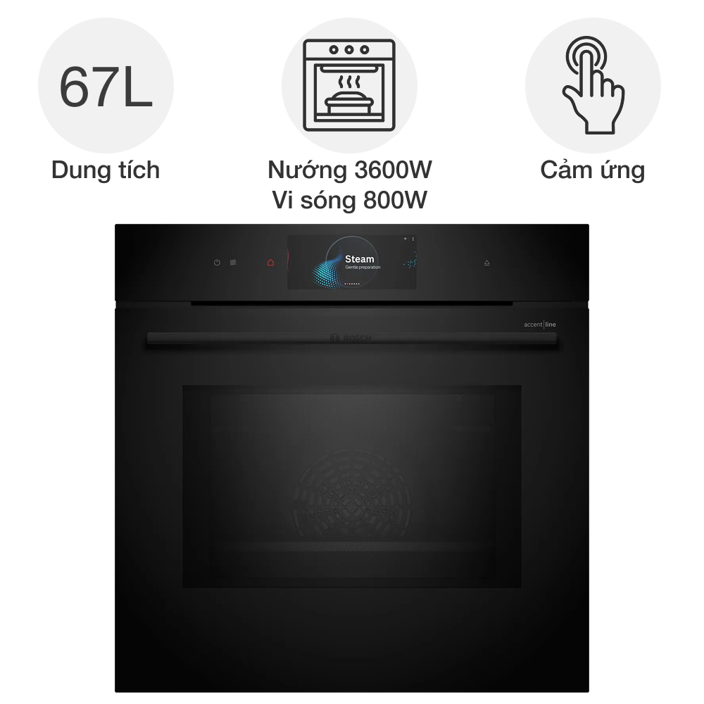 Lò nướng kèm vi sóng và bổ sung hơi nước Bosch HNG978QB1 Serie 8 âm tủ